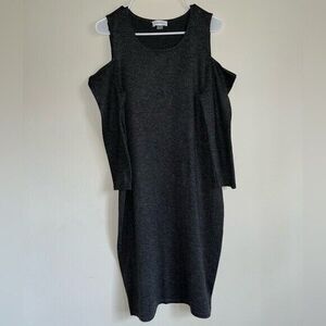 Calvin Klein Cold Shoulder Grey Sweater Dress- Women Size Large